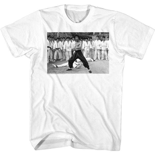 Bruce Lee - Bw power stance | White S/S Adult T-Shirt - Coastline Mall
