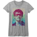 Bruce Lee-Rainbow-Athletic Heather Ladies S/S Tshirt - Coastline Mall