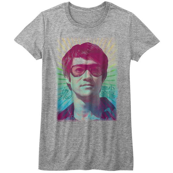 Bruce Lee-Rainbow-Athletic Heather Ladies S/S Tshirt - Coastline Mall