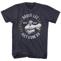 Bruce Lee-Circle Burst-Navy Heather Adult S/S Tshirt - Coastline Mall