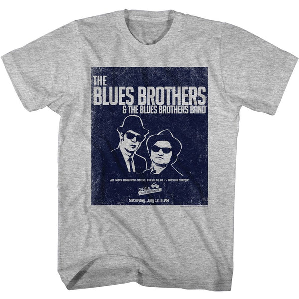 The Blues Brothers-The Blues Brothers Blues Poster-Gray Heather Adult S/S Tshirt