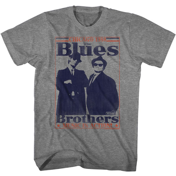 The Blues Brothers Blues-The Blues Brothers World Class-Graphite Heather Adult S/S Tshirt
