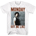 Bill And Ted-Monday Got Me Like-White Adult S/S Tshirt - Coastline Mall