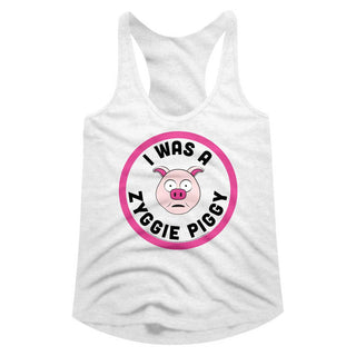 Bill And Ted-Zyggie Piggy-White Ladies Racerback - Coastline Mall