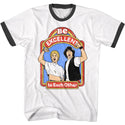 Bill And Ted-Excellent Storybook-White\Black Adult S/S Ringer Tshirt - Coastline Mall