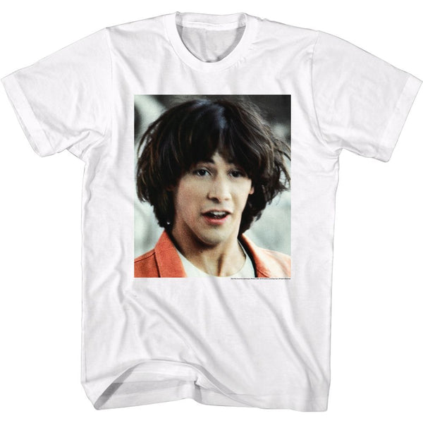 Bill And Ted - Ted Face Logo White Adult Short Sleeve T-Shirt tee - Coastline Mall