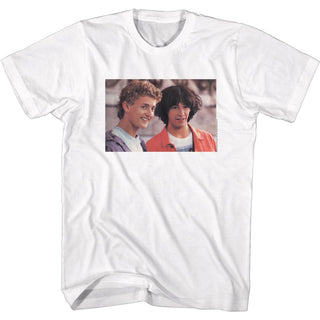 Bill And Ted-Excellent Heads, No Words-White Adult S/S Tshirt - Coastline Mall