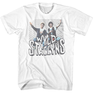 Bill And Ted-Sketchy Stallyns-White Adult S/S Tshirt - Coastline Mall