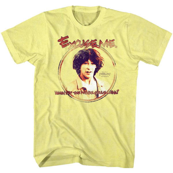 Bill And Ted-Excuse Me-Yellow Heather Adult S/S Tshirt - Coastline Mall