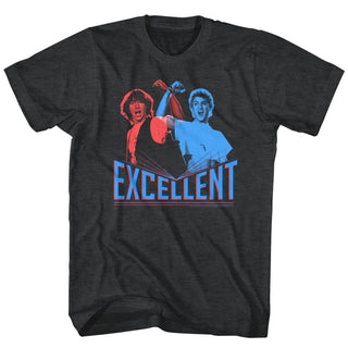 Bill And Ted - 3D Excellent | Black Heather S/S Adult T-Shirt - Coastline Mall