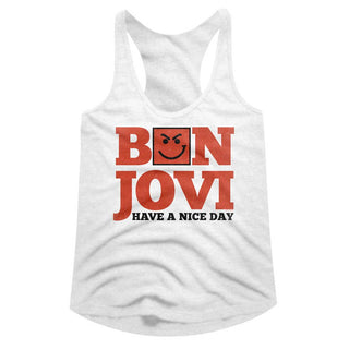 Bon Jovi Have A Nice Day Logo White Ladies Racerback Tank Top T-Shirt tee - Coastline Mall