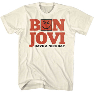 Bon Jovi Have A Nice Day Logo Natural Adult Short Sleeve T-Shirt tee - Coastline Mall
