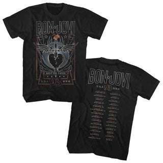 Bon Jovi - 93 Tour | Black S/S Front & Back Print Adult T-Shirt - Clothing, Shoes & Accessories:Men's Clothing:T-Shirts - Coastline Mall