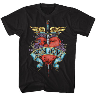 Bon Jovi-Heart-Black Adult S/S Tshirt - Clothing, Shoes & Accessories:Men's Clothing:T-Shirts - Coastline Mall