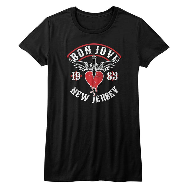 Bon Jovi-NJ 1983-Black Ladies S/S Tshirt - Coastline Mall