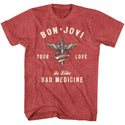 Bon Jovi-Heart And Dagger-Red Heather Adult S/S Tshirt - Clothing, Shoes & Accessories:Men's Clothing:T-Shirts - Coastline Mall