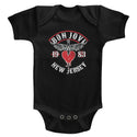 Bon Jovi - NJ 1983 | Black S/S Infant Bodysuit - Clothing, Shoes & Accessories > Kids > Unisex Kids > Unisex Kids' Clothing - Coastline Mall