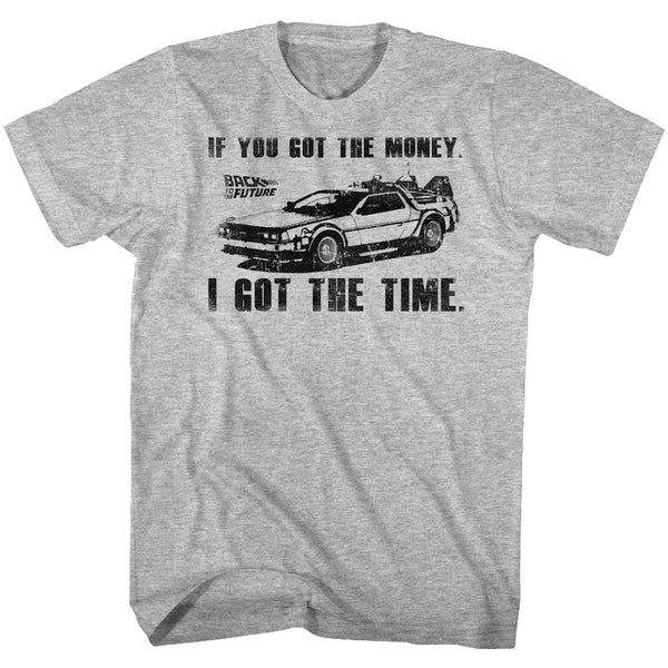 Back To The Future-Got Da Money-Gray Heather Adult S/S Tshirt - Coastline Mall