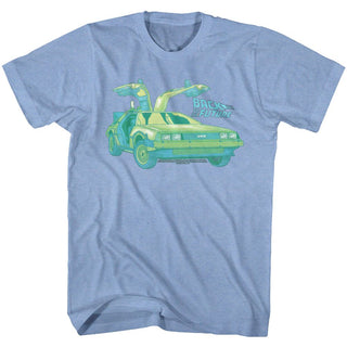 Back To The Future-Delorean Chillin-Light Blue Heather Adult S/S Tshirt - Coastline Mall