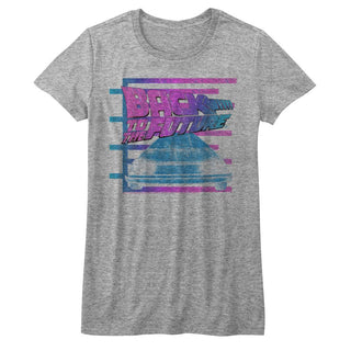 Back To The Future-Barred Future-Athletic Heather Ladies S/S Tshirt - Coastline Mall