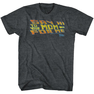 Back To The Future-Say Hi-Black Heather Adult S/S Tshirt - Coastline Mall