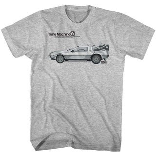 Back To The Future-Delorean-Gray Heather Adult S/S Tshirt - Coastline Mall