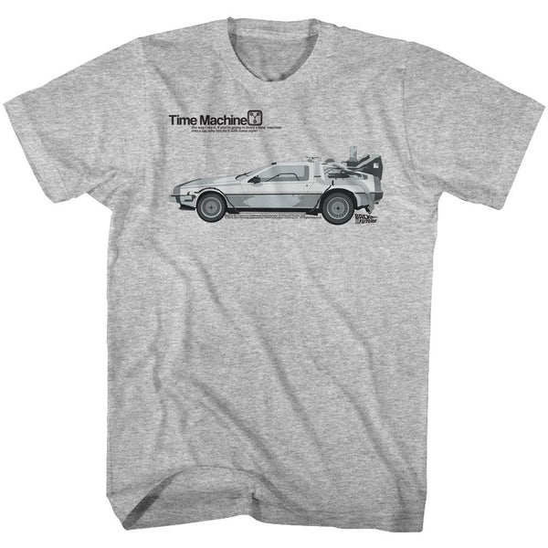 Back To The Future-Delorean-Gray Heather Adult S/S Tshirt - Coastline Mall