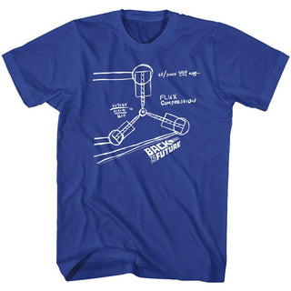 Back To The Future-Flux Sketch-Royal Adult S/S Tshirt - Coastline Mall