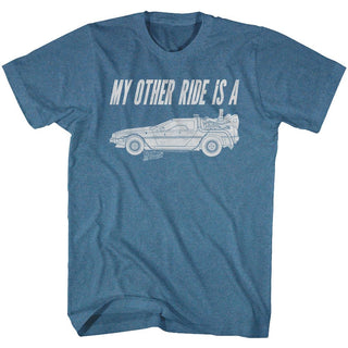 Back To The Future-My Other Ride-Pacific Blue Heather Adult S/S Tshirt - Coastline Mall