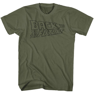 Back To The Future-Logofade-Military Green Adult S/S Tshirt - Coastline Mall