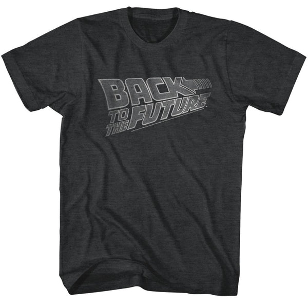 Back To The Future-Logo White-Black Heather Adult S/S Tshirt - Coastline Mall