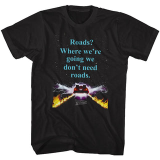 Back To The Future-No roads-Black Adult S/S Tshirt - Coastline Mall