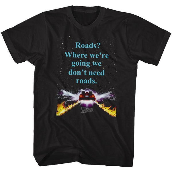 Back To The Future-No roads-Black Adult S/S Tshirt - Coastline Mall