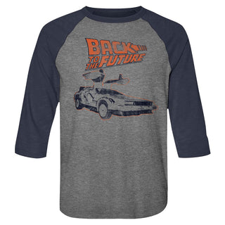 Back To The Future-Rework-Premium Heather/Vintage Navy Adult 3/4 Sleeve Raglan - Coastline Mall