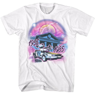 Back To The Future-Airbrush-White Adult S/S Tshirt - Coastline Mall