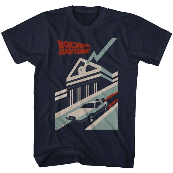 Back To The Future-Simply Distressed-Navy Adult S/S Tshirt - Coastline Mall