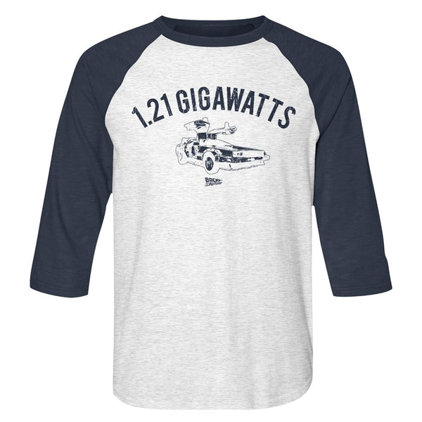 Back To The Future-1.21 Gw-White Heather/Vintage Navy Adult 3/4 Sleeve Raglan - Coastline Mall