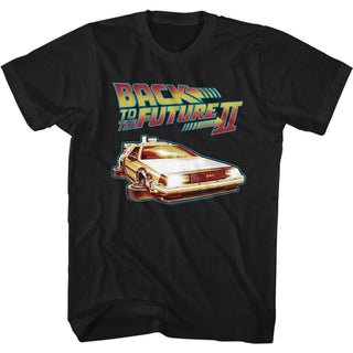 Back To The Future-Carwithflatwheels-Black Adult S/S Tshirt - Coastline Mall