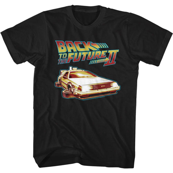 Back To The Future-Carwithflatwheels-Black Adult S/S Tshirt - Coastline Mall