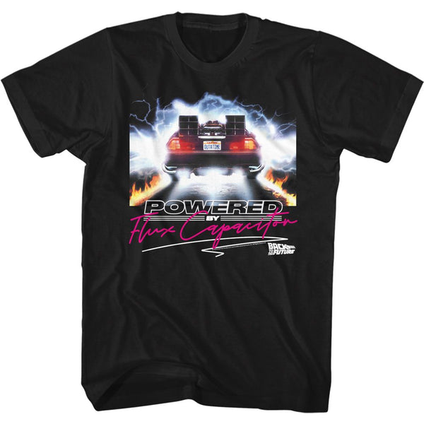 Back To The Future-Powered By Flux-Black Adult S/S Tshirt - Coastline Mall