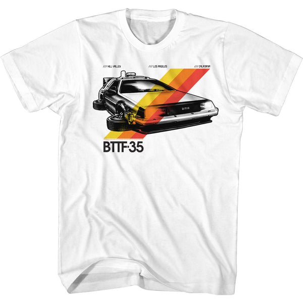 Back To The Future-Bttf-35 Stripes-White Adult S/S Tshirt - Coastline Mall