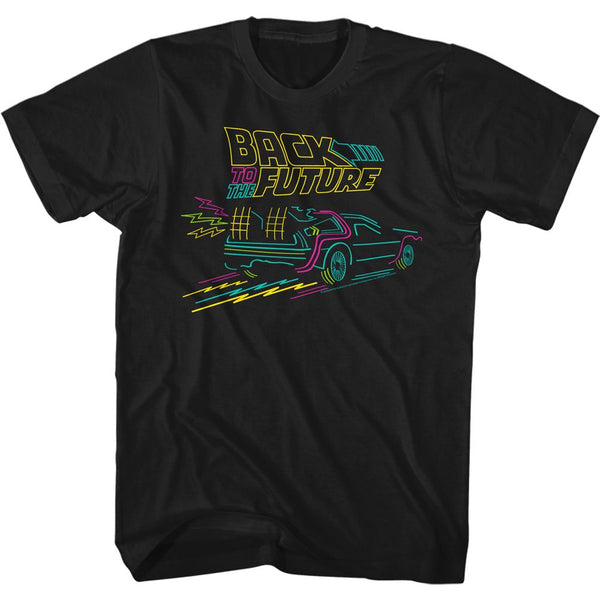 Back To The Future-Neon future-Black Adult S/S Tshirt - Coastline Mall