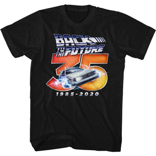Back To The Future - Thirty Five Logo Black Adult Short Sleeve T-Shirt tee - Coastline Mall