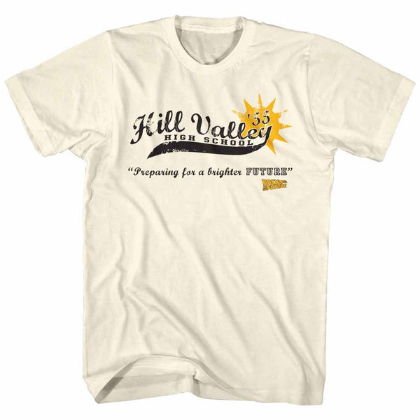 Back To The Future-Hill Valley High 55-Natural Adult S/S Tshirt - Coastline Mall