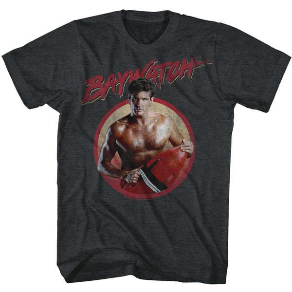 Baywatch-Serious Dave-Black Heather Adult S/S Tshirt - Coastline Mall