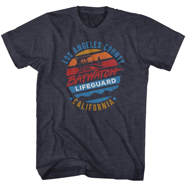 Baywatch-La Lifeguard-Navy Heather Adult S/S Tshirt - Coastline Mall