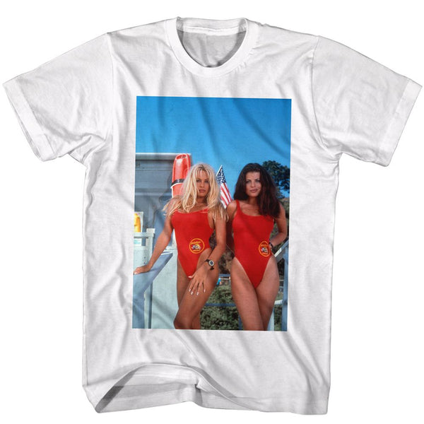 Baywatch-America-White Adult S/S Tshirt - Coastline Mall