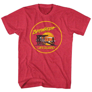 Baywatch-Lifeguard-Cherry Heather Adult S/S Tshirt - Coastline Mall