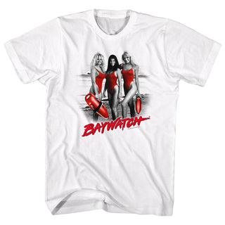 Baywatch-Red Red Red-White Adult S/S Tshirt - Coastline Mall