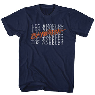 Baywatch-L.A. Beaches-Navy Adult S/S Tshirt - Coastline Mall